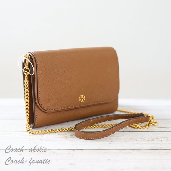 NWT Tory Burch Emerson Chain Wallet Leather Crossbody in Moose - Picture 5 of 14